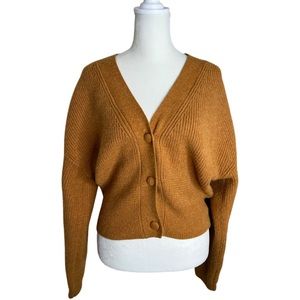 7 For All Mankind Mustard Button-Front Ribbed Cardigan